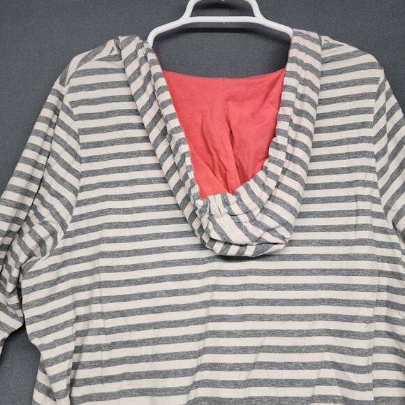 Sonoma Life Style Hoodie Womens 2X Gray White Striped Pullover Long Sleeve Top - Picture 9 of 9